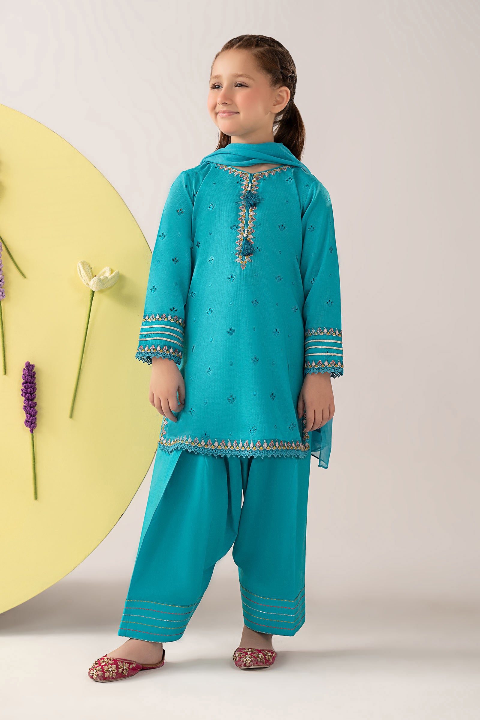 3 Piece Embroidered Dobby Lawn Suit