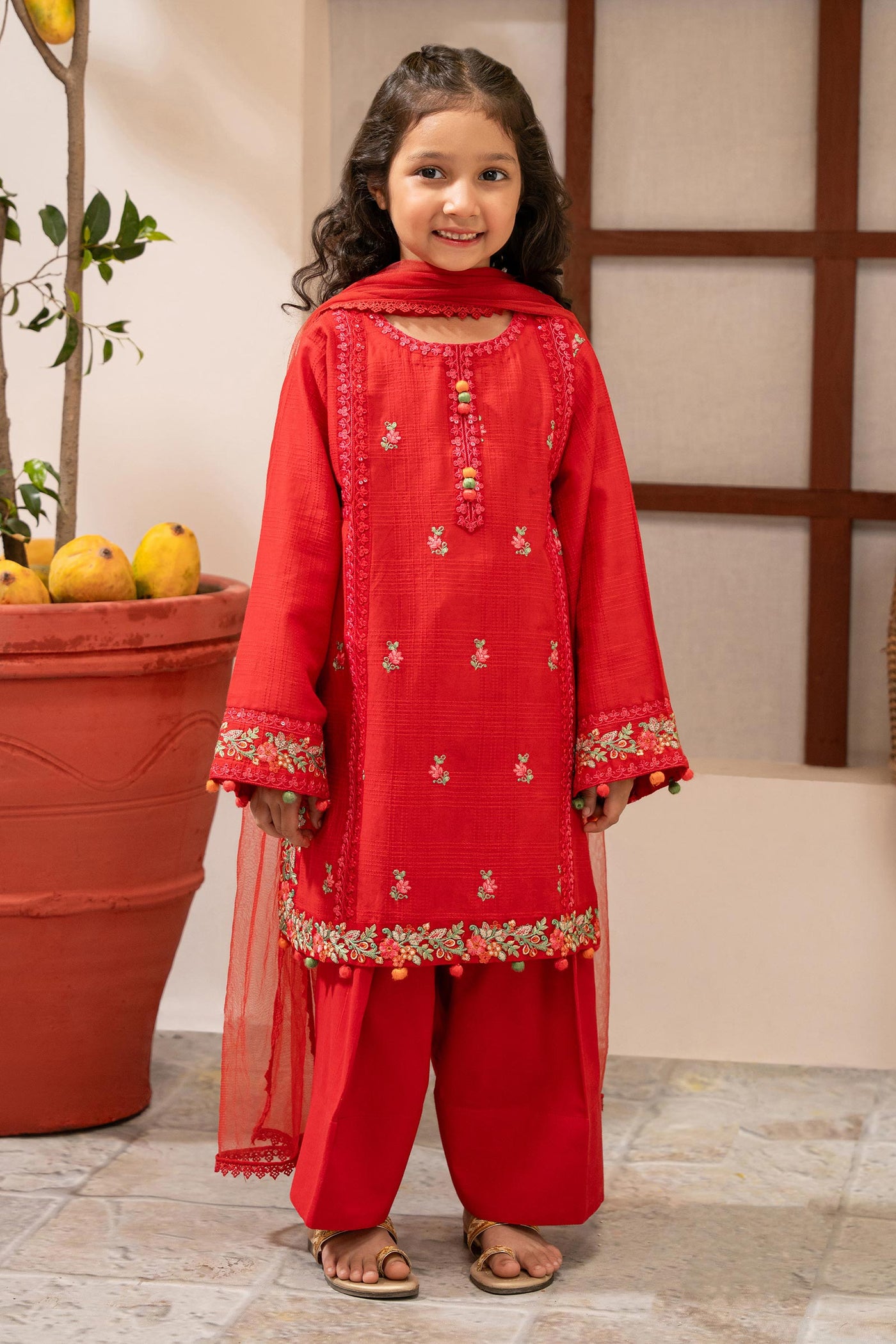 3 Piece Embroidered Dobby Suit