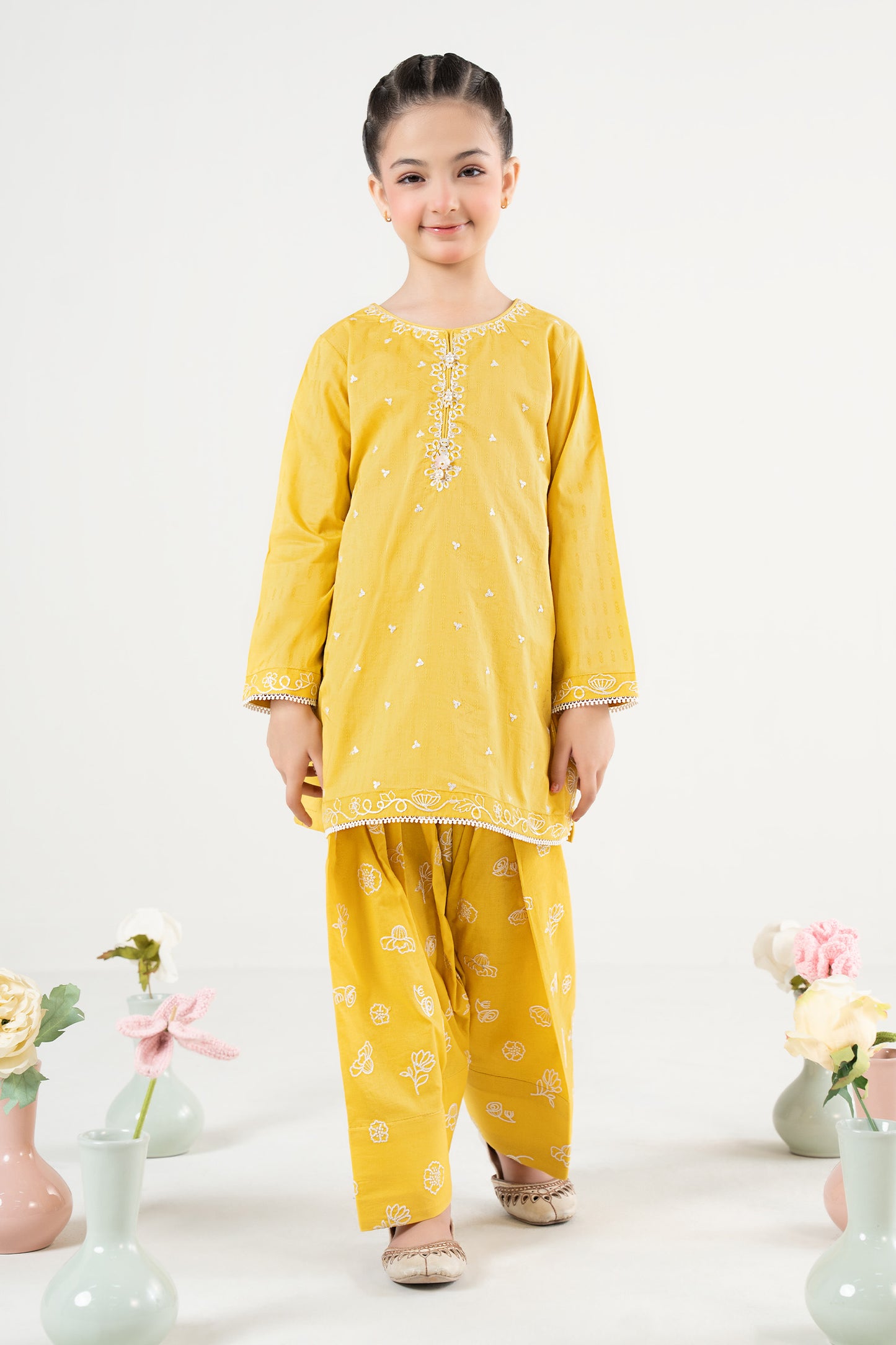 2 Piece Embroidered Dobby Lawn Suit