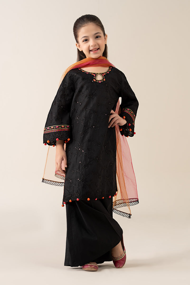 3 Piece Embroidered Dobby Suit All Products MDP2506-023-BLK