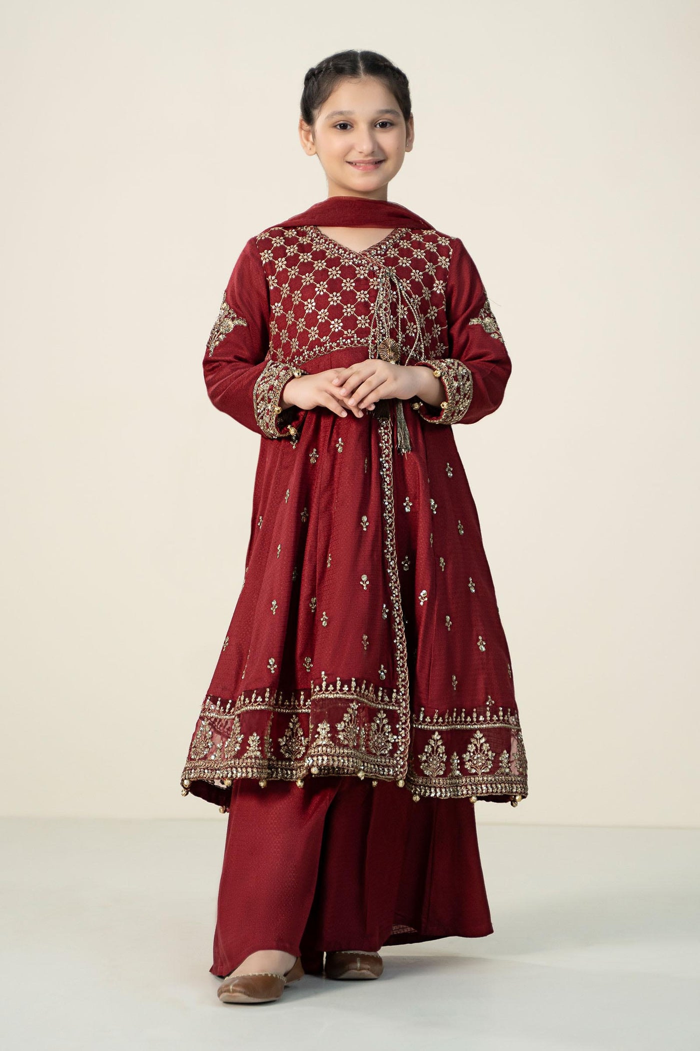 3 Piece Embroidered Linen Suit | MKD-W24-02