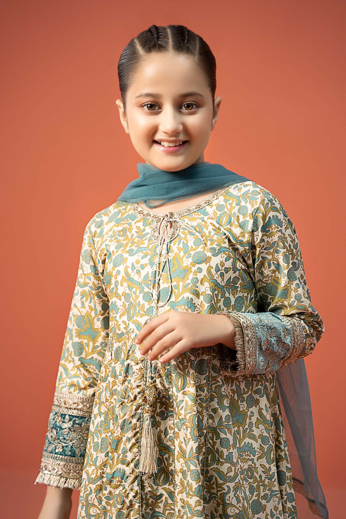 3 Piece Printed Linen Suit | MKD-W24-25