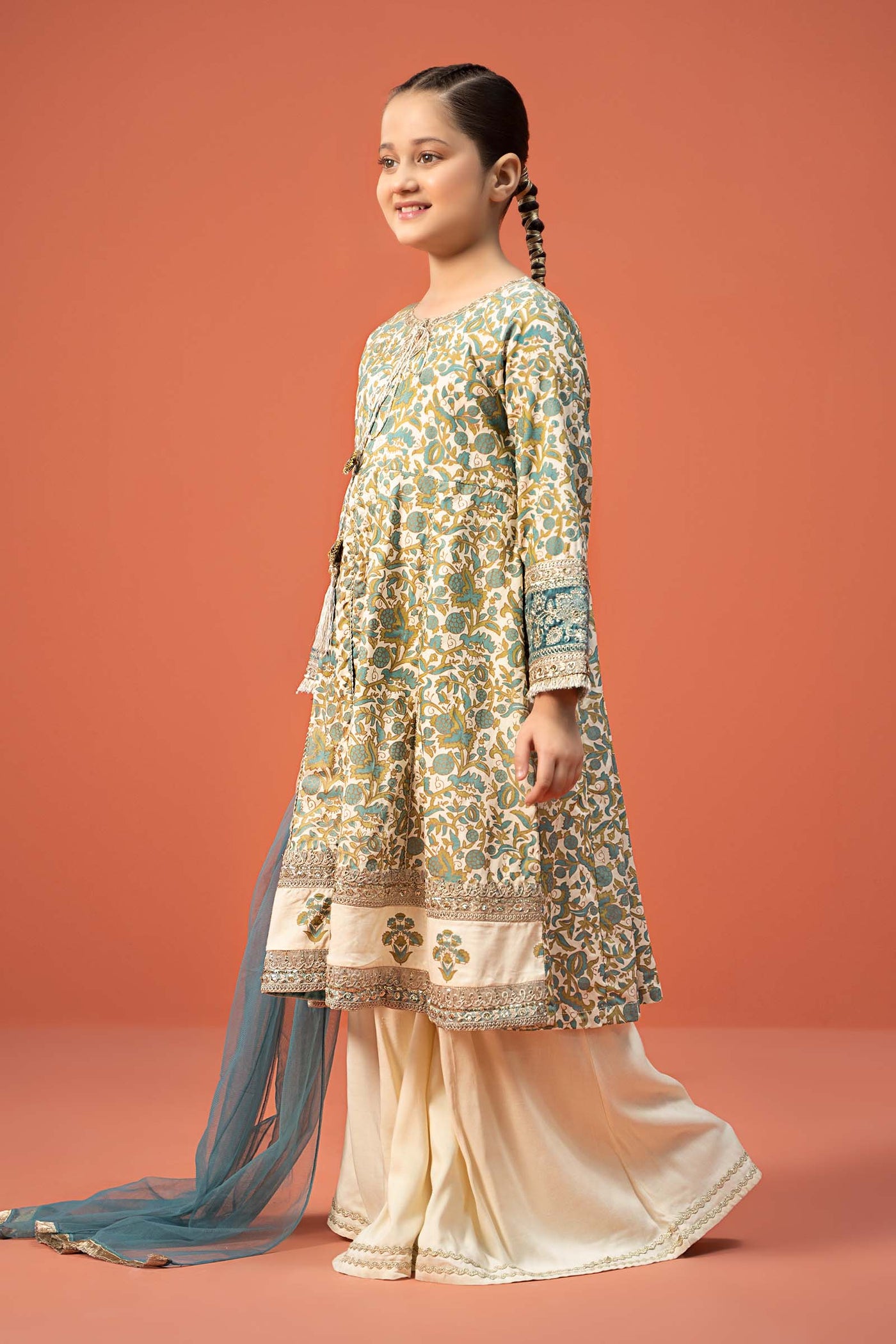 3 Piece Printed Linen Suit | MKD-W24-25