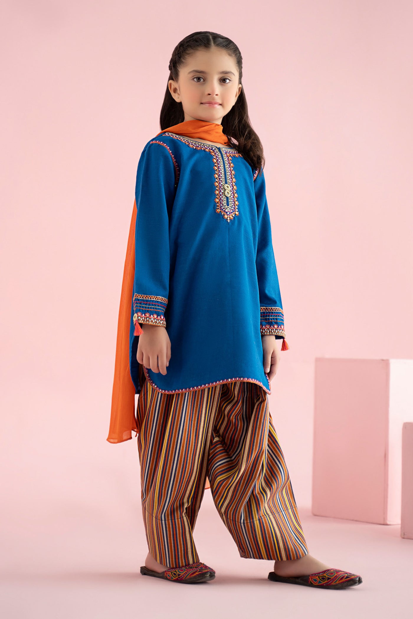3 Piece Embroidered Slub Khaddar Suit