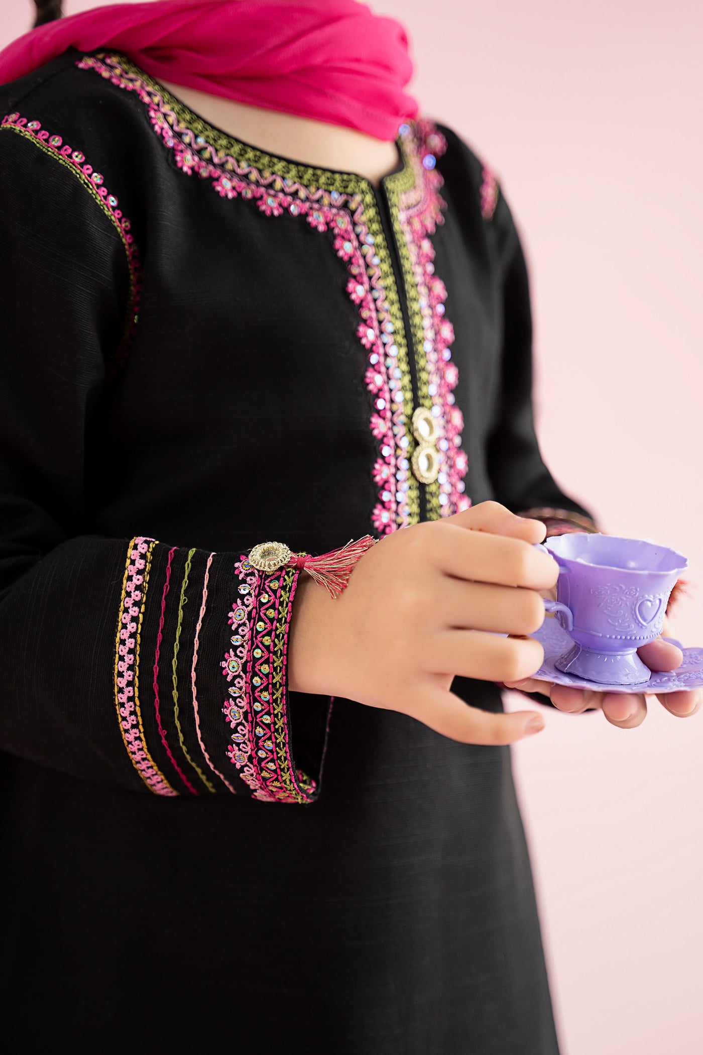 3 Piece Embroidered Slub Khaddar Suit