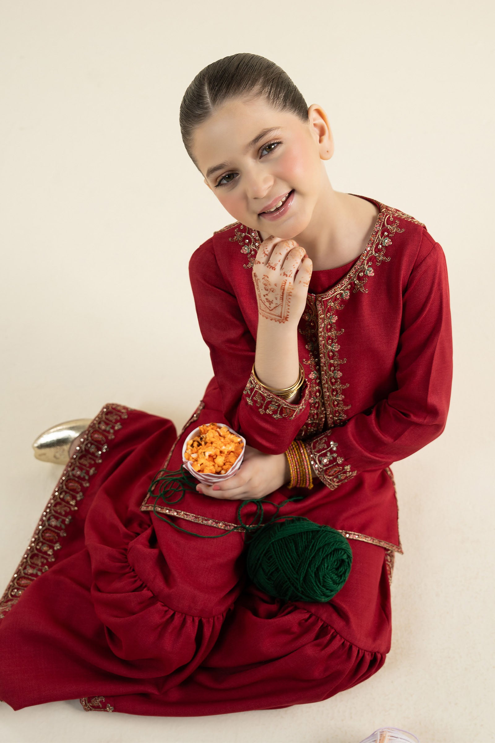 3 Piece Embroidered Silk Suit