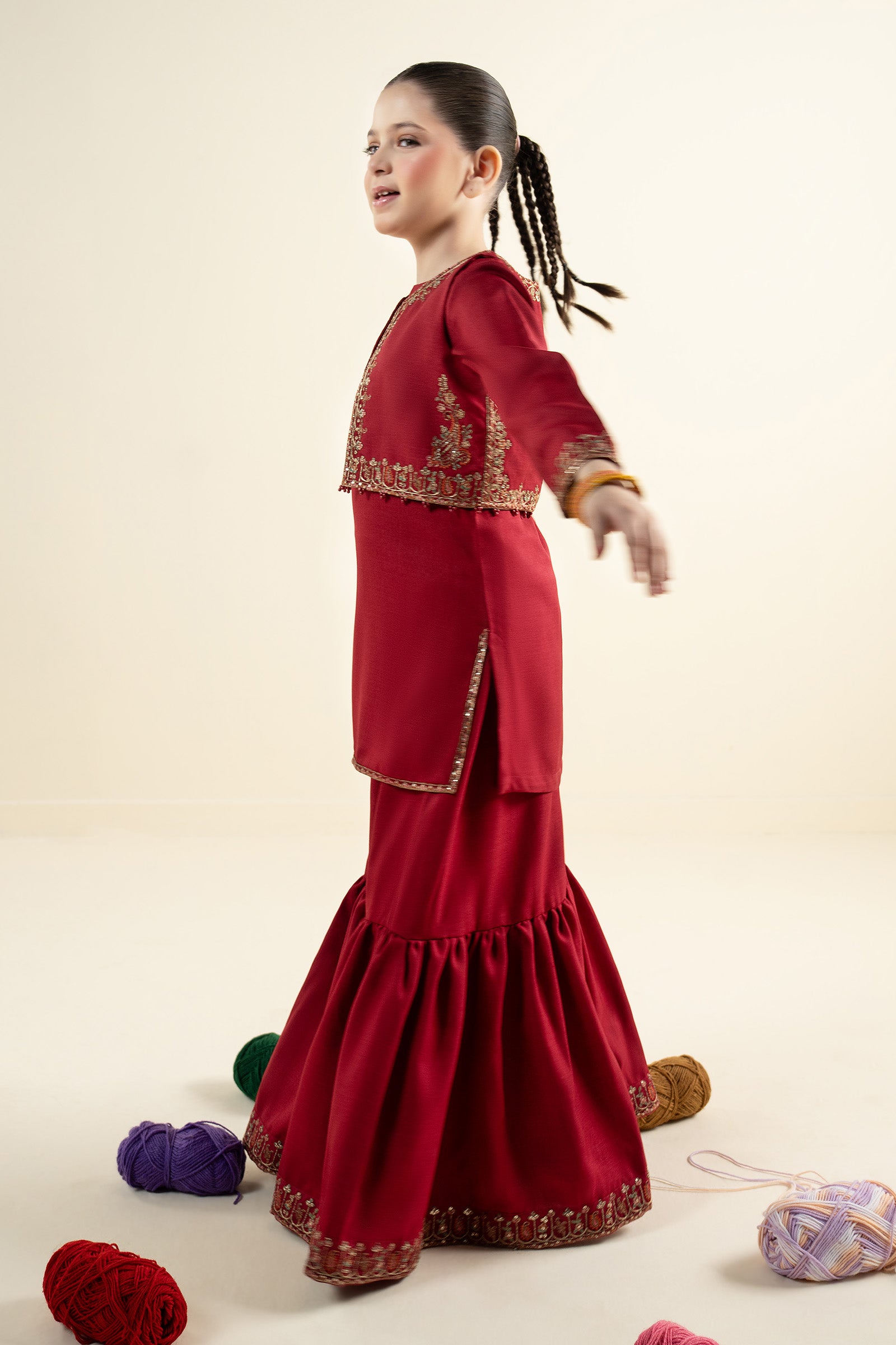 3 Piece Embroidered Silk Suit