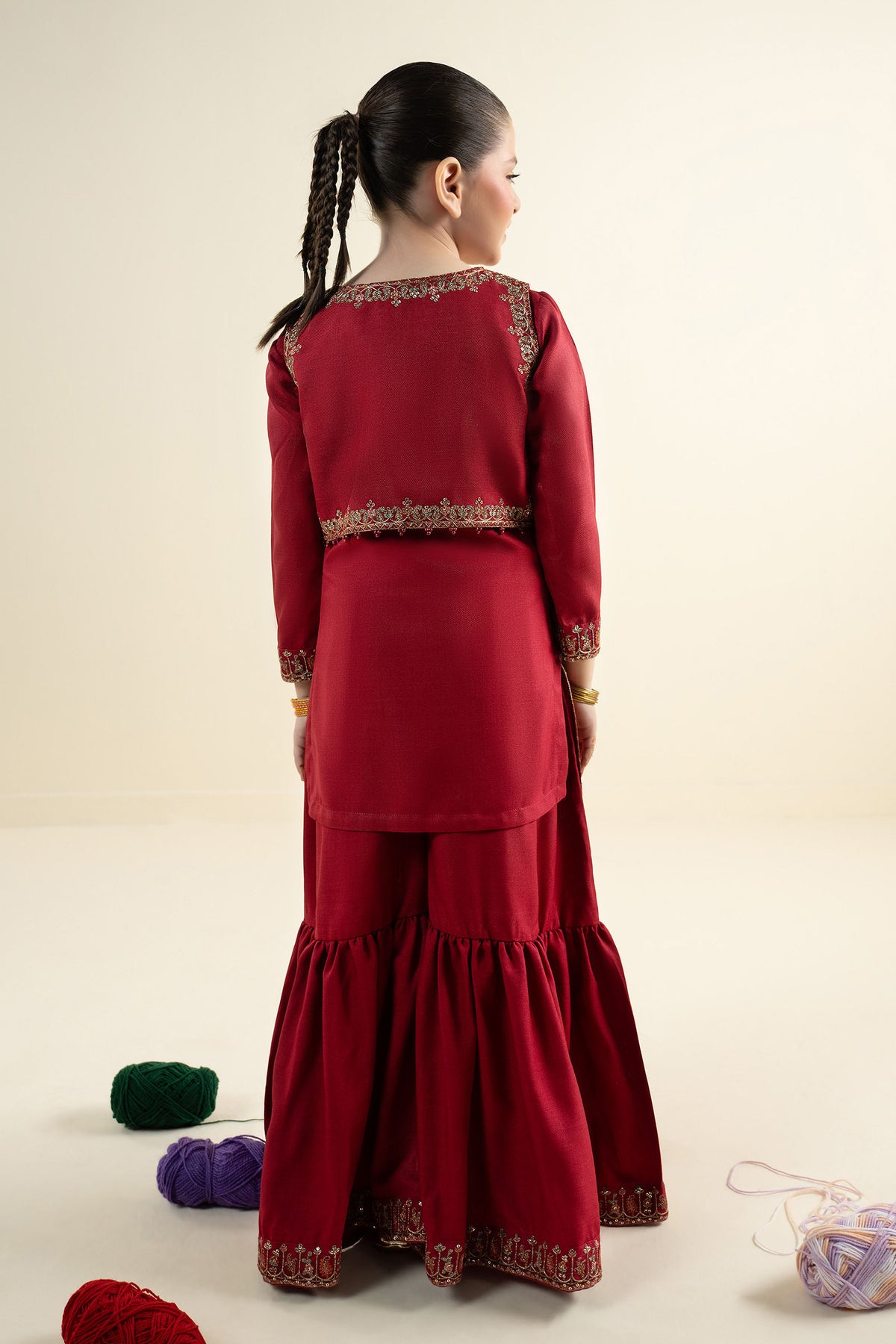 3 Piece Embroidered Silk Suit
