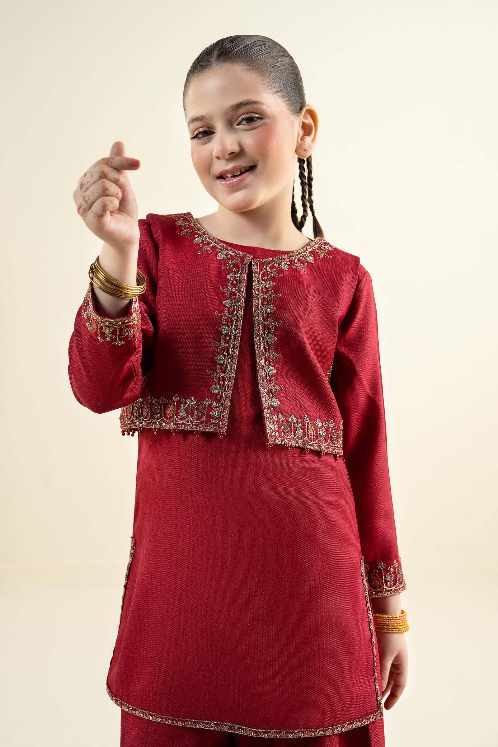 3 Piece Embroidered Silk Suit
