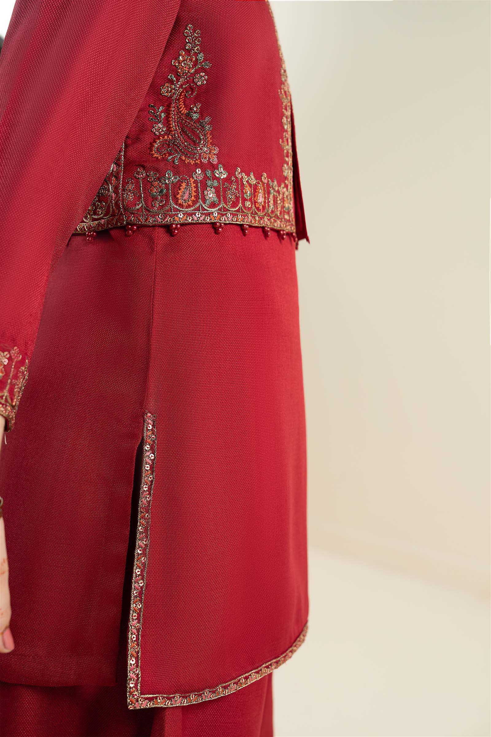 3 Piece Embroidered Silk Suit