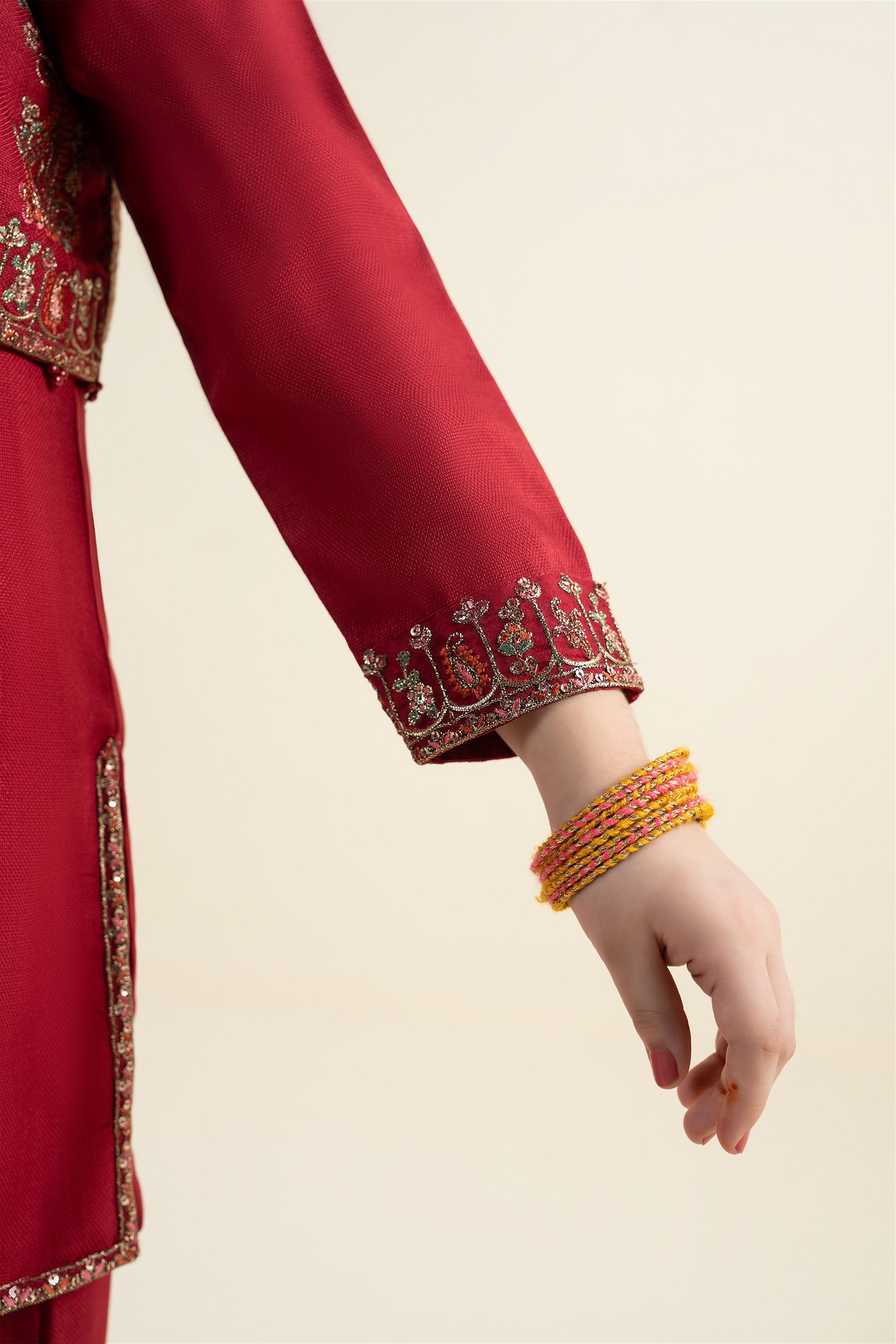 3 Piece Embroidered Silk Suit