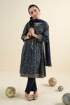 3 Piece Embroidered Raw Silk Suit