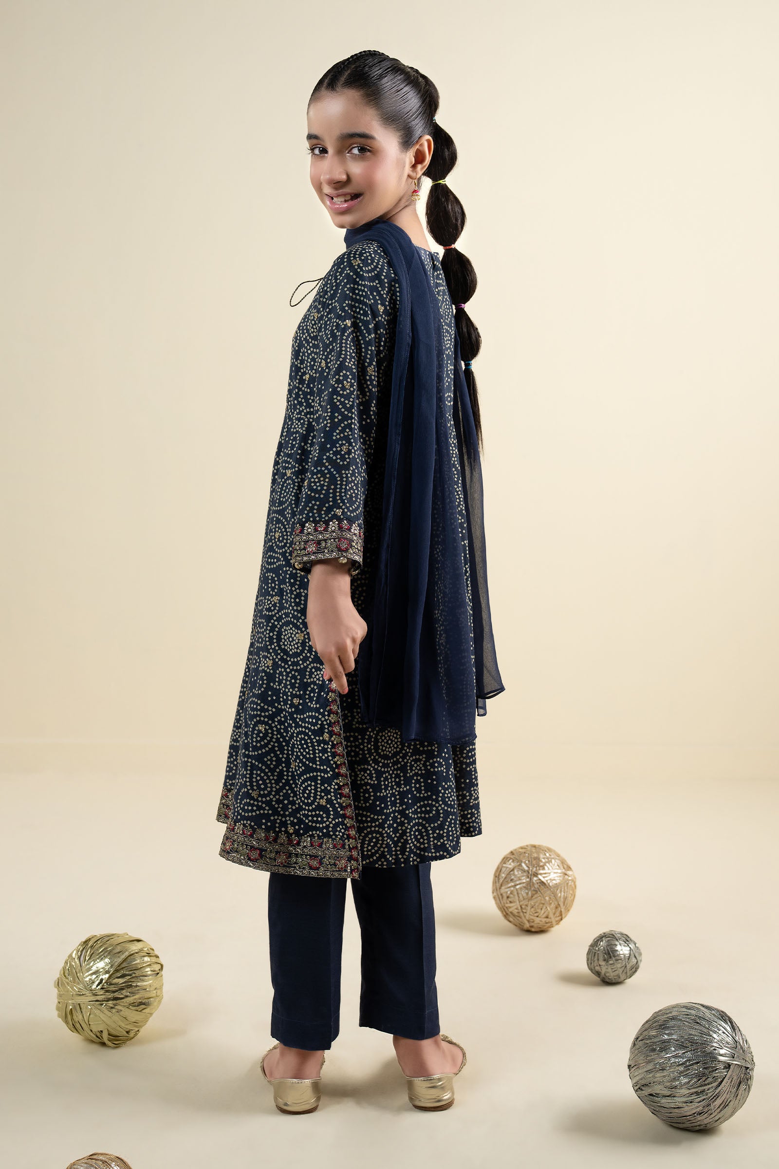 3 Piece Embroidered Raw Silk Suit