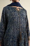 3 Piece Embroidered Raw Silk Suit
