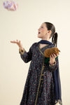 3 Piece Embroidered Raw Silk Suit