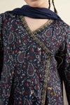 3 Piece Embroidered Raw Silk Suit