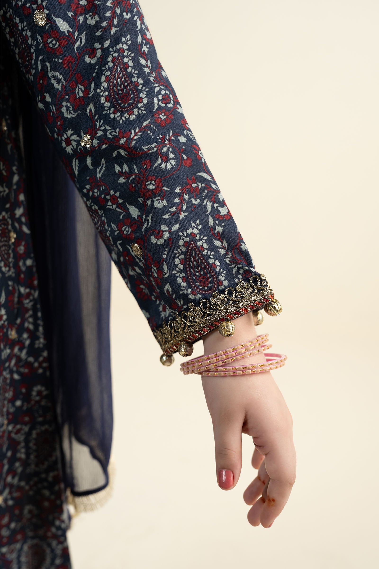3 Piece Embroidered Raw Silk Suit
