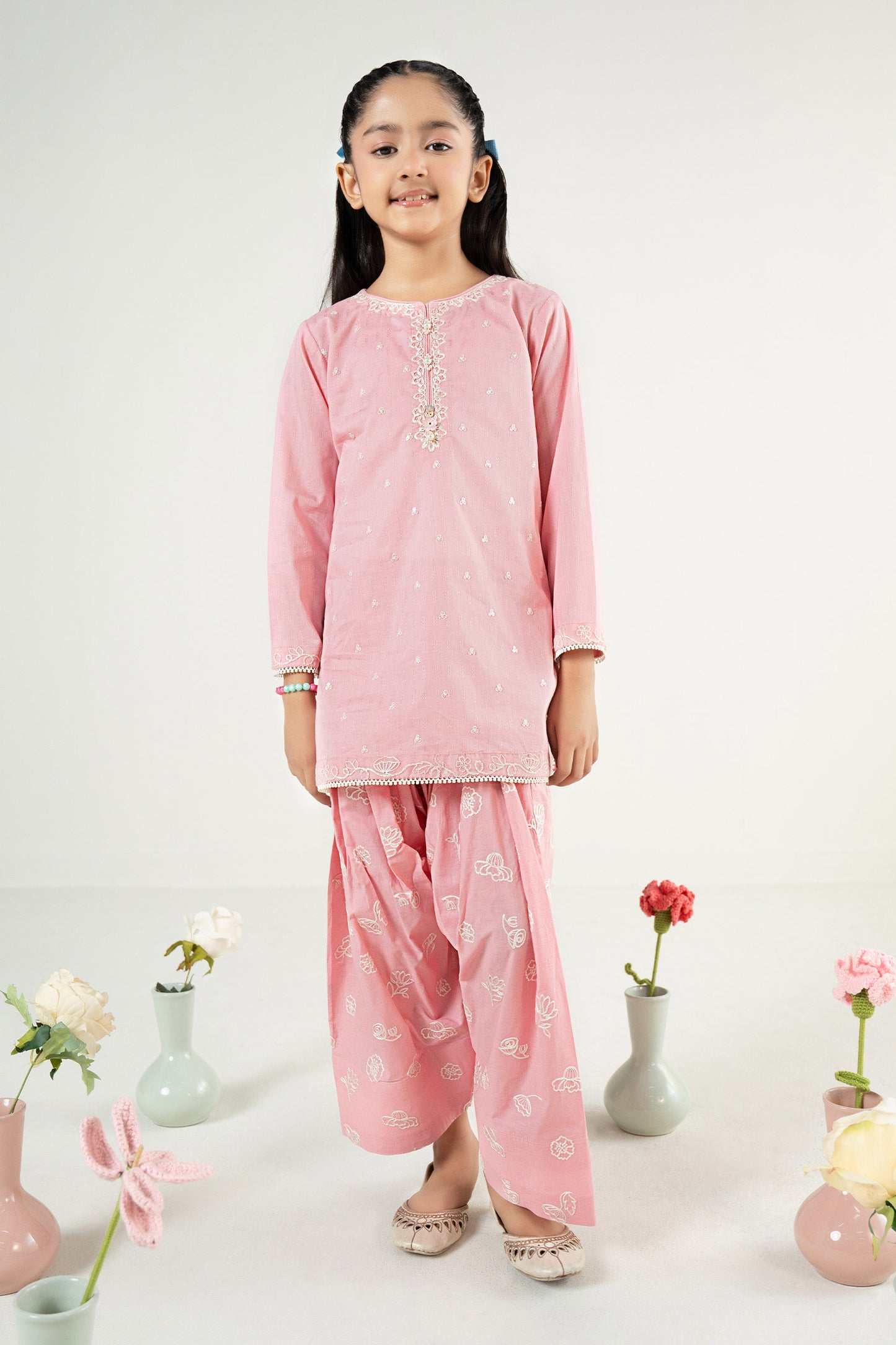 2 Piece Embroidered Dobby Lawn Suit