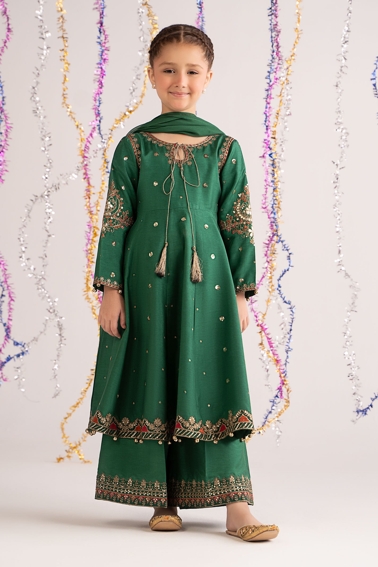 3 Piece Embroidered Bamberg Raw Silk Suit