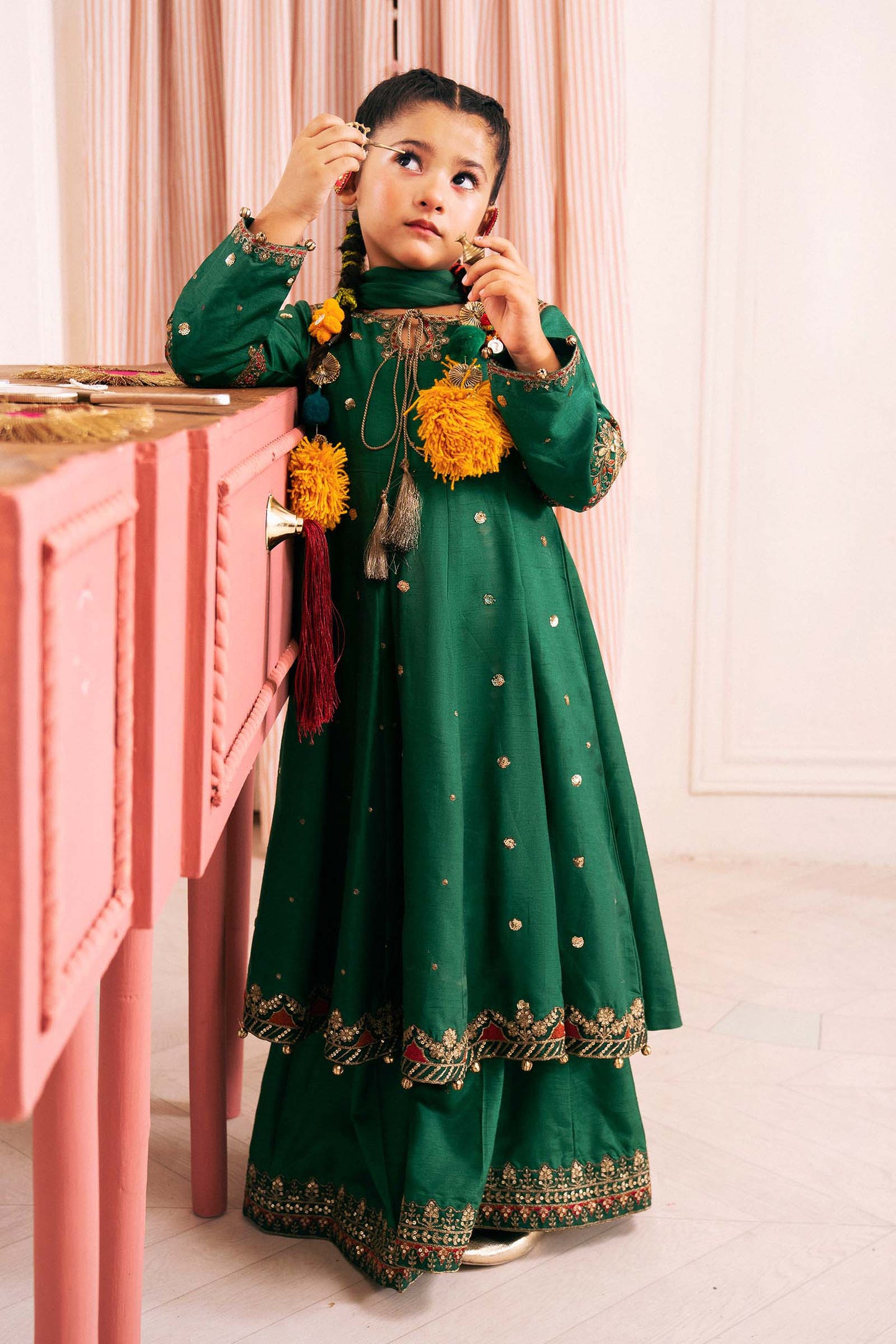 3 Piece Embroidered Bamberg Raw Silk Suit