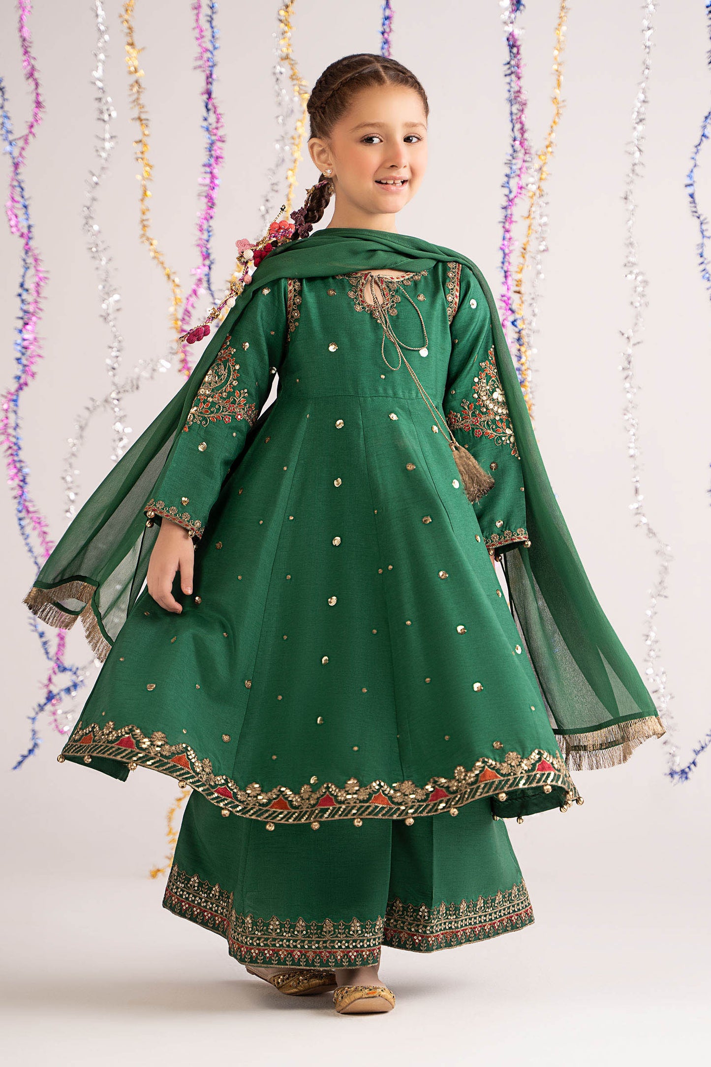 3 Piece Embroidered Bamberg Raw Silk Suit