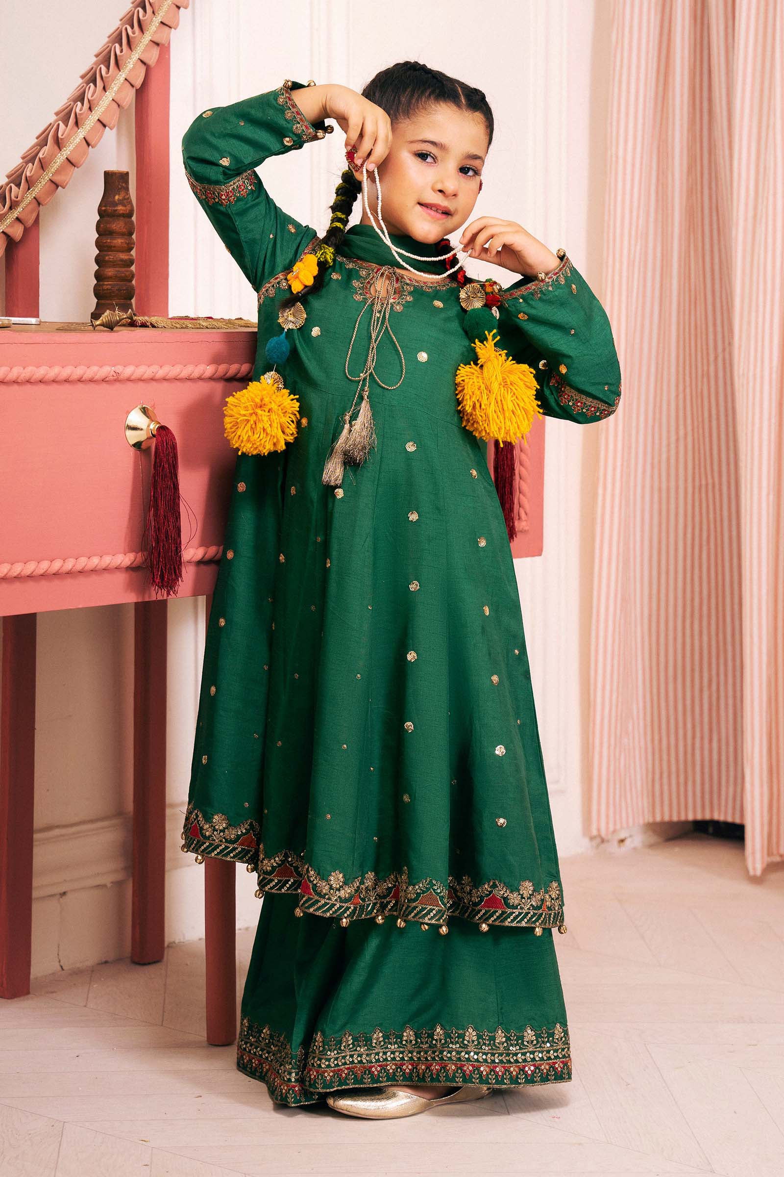 3 Piece Embroidered Bamberg Raw Silk Suit