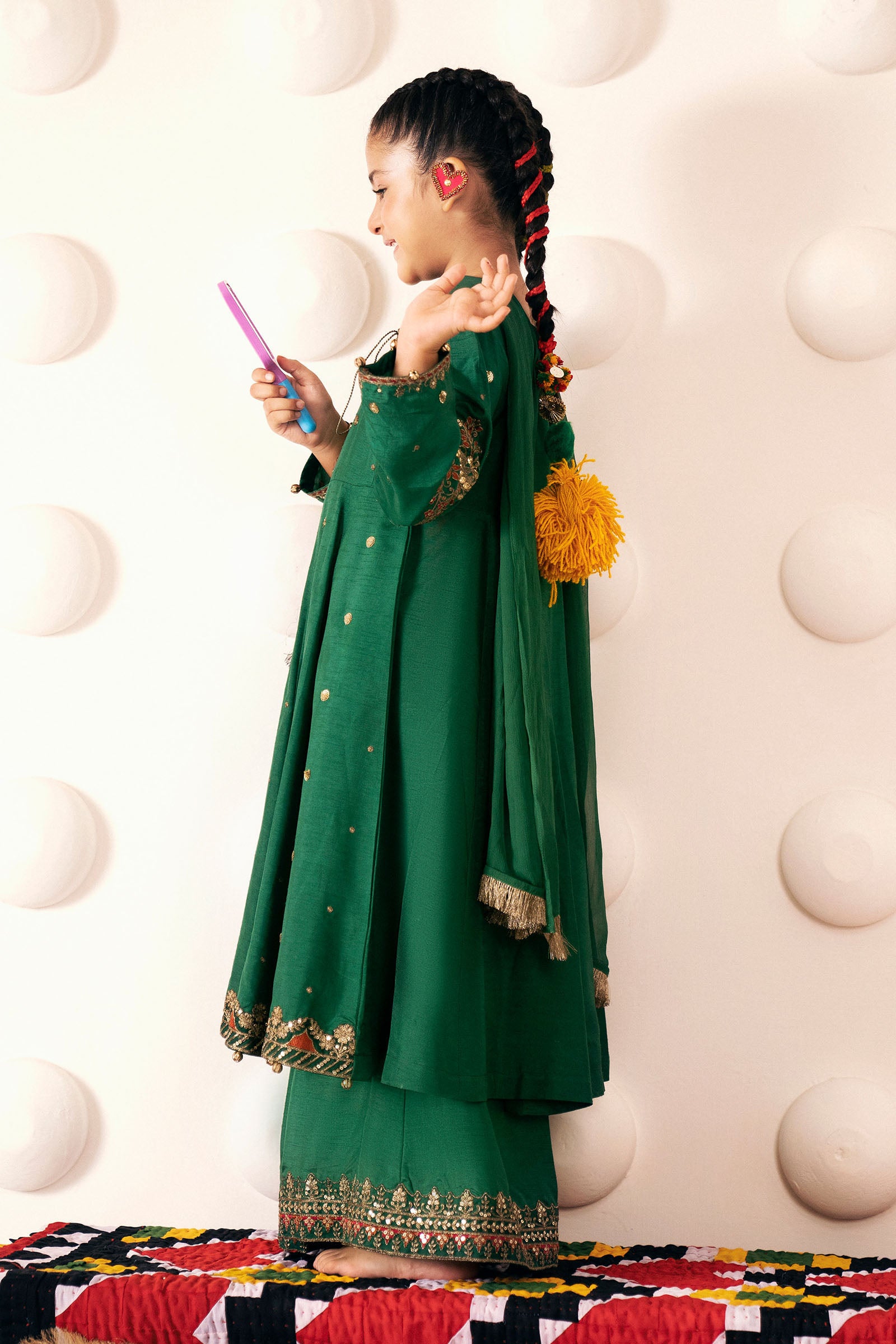 3 Piece Embroidered Bamberg Raw Silk Suit
