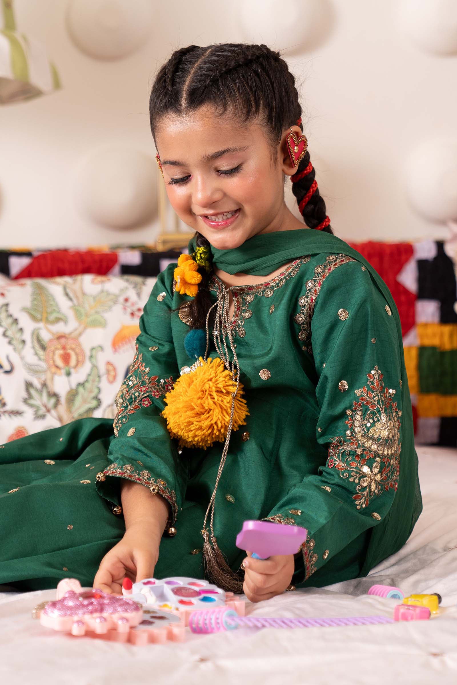 3 Piece Embroidered Bamberg Raw Silk Suit