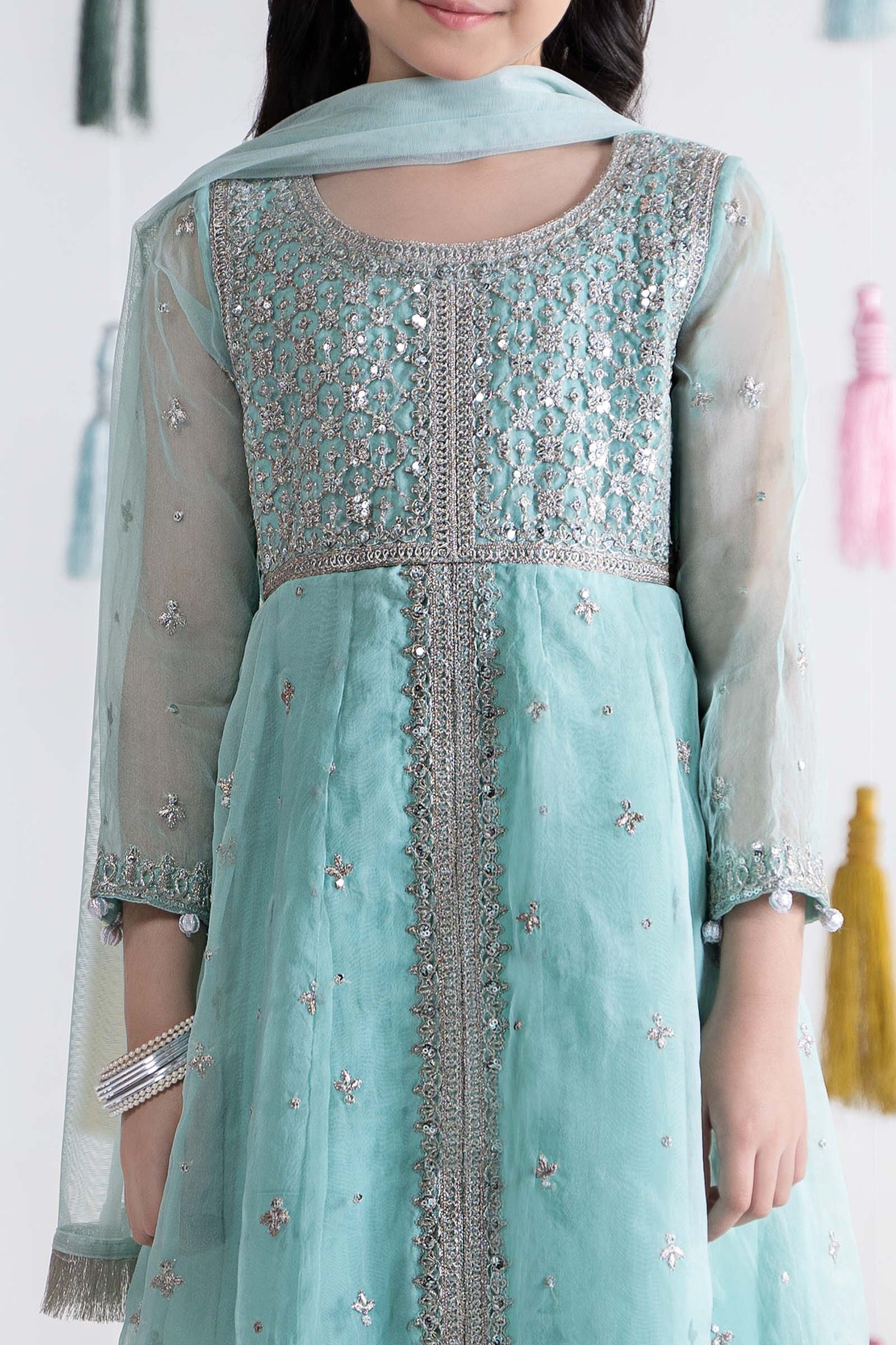 3 Piece Embroidered Organza Suit