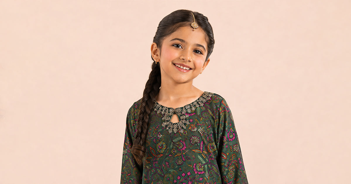 3 Piece Embroidered Raw Silk Suit
