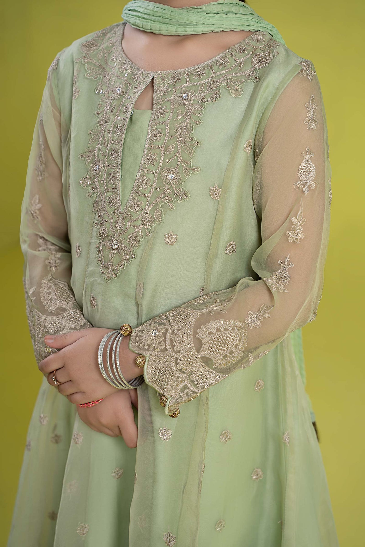 3 Piece Embroidered Organza Suit