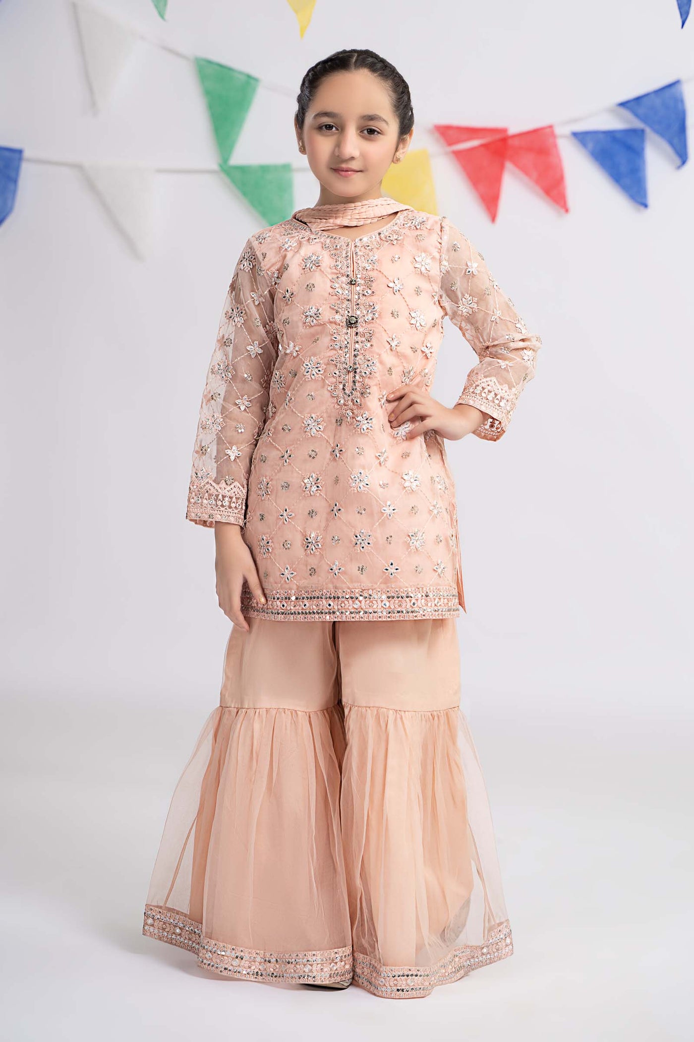 3 Piece Embroidered Organza Suit