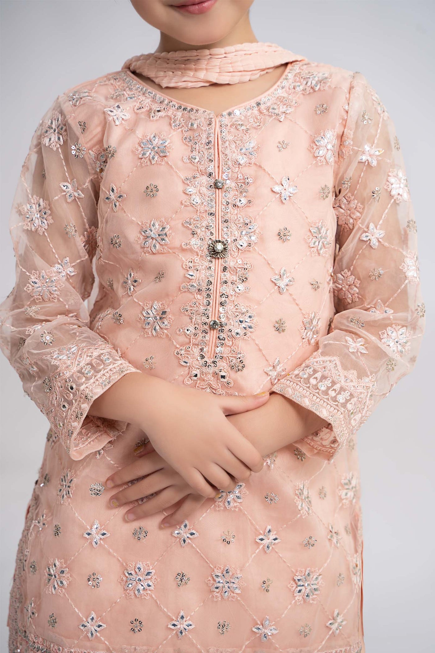 3 Piece Embroidered Organza Suit