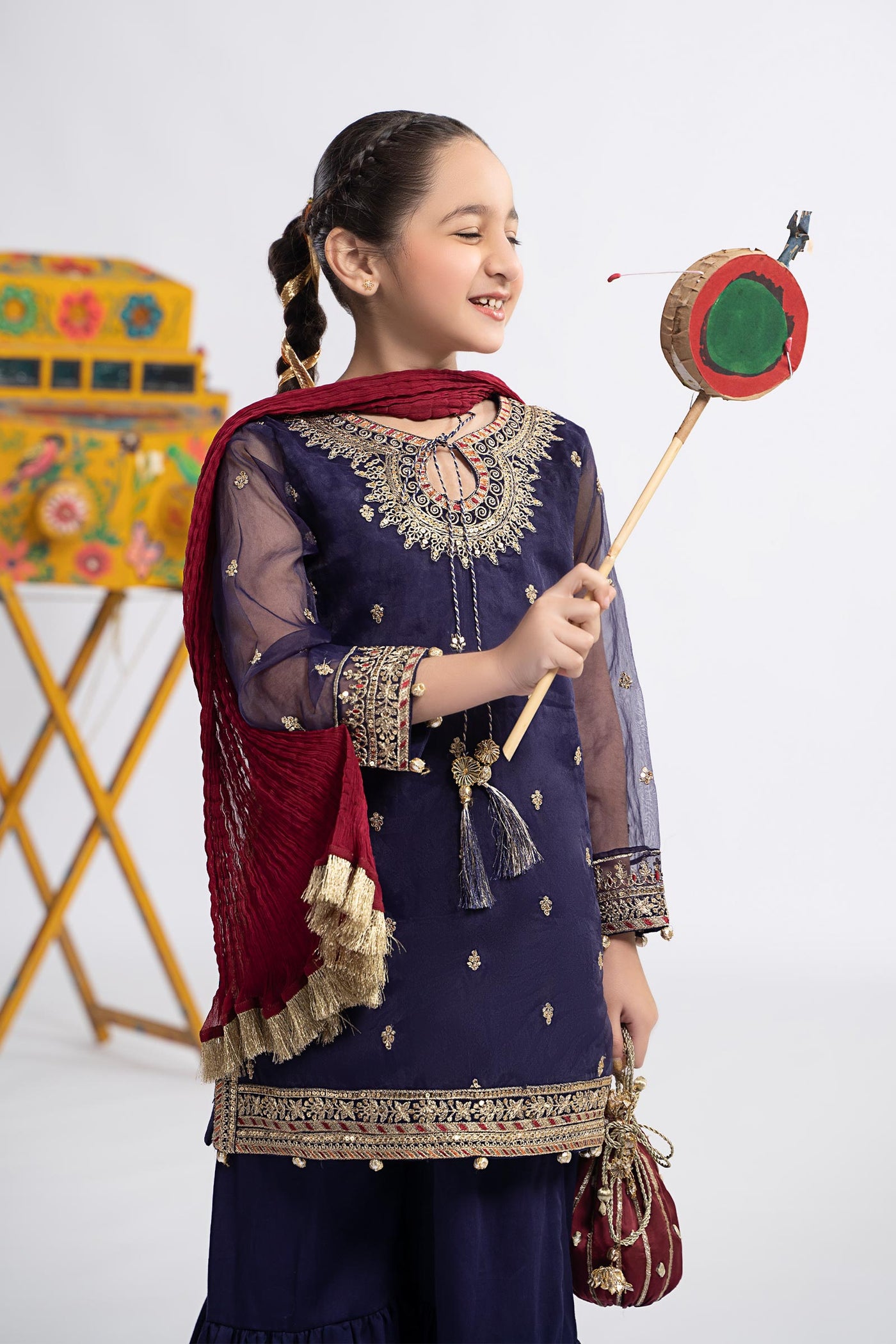 3 PIECE EMBROIDERED ORGANZA SUIT | MKS-EF24-12