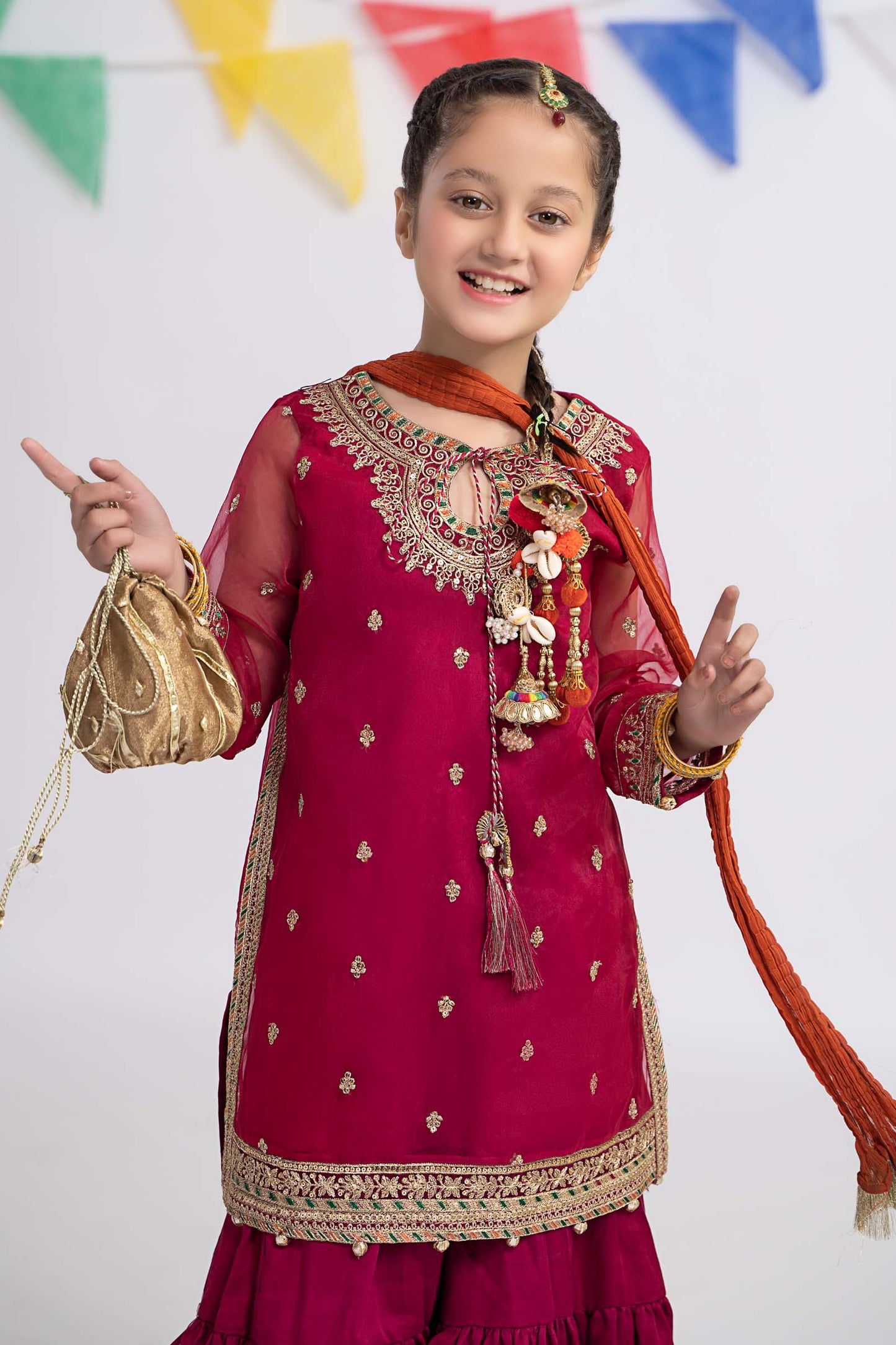 3 Piece Embroidered Organza Suit