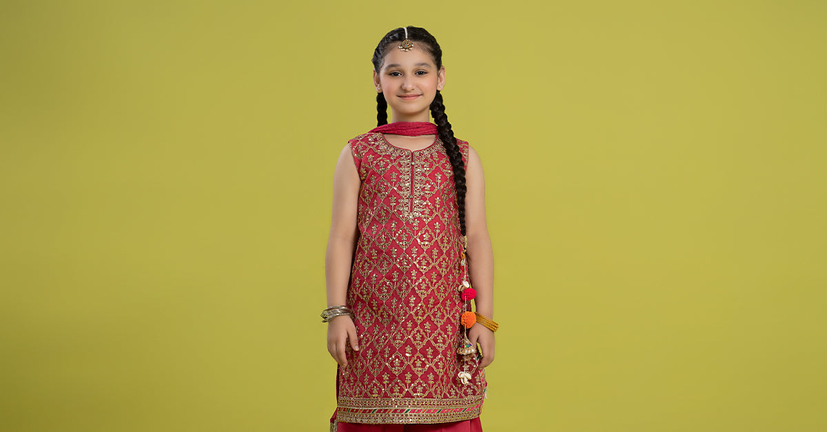 3 Piece Embroidered Organza Suit