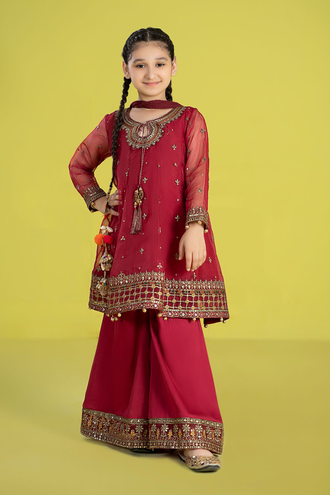3 Piece Embroidered Organza Suit