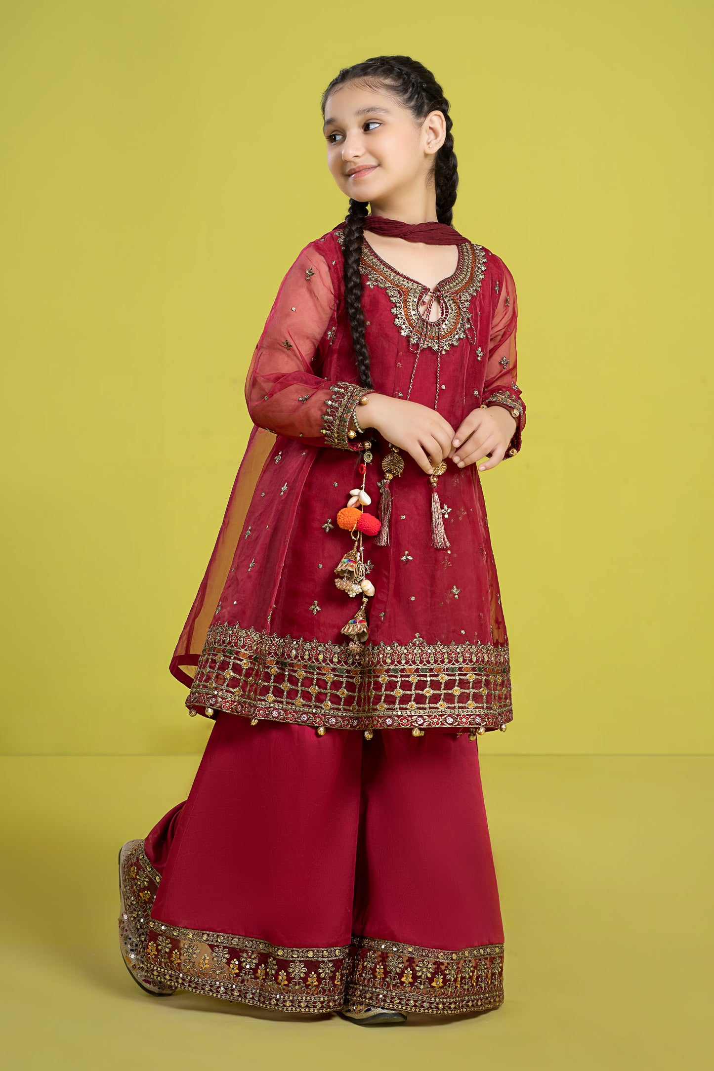 3 Piece Embroidered Organza Suit