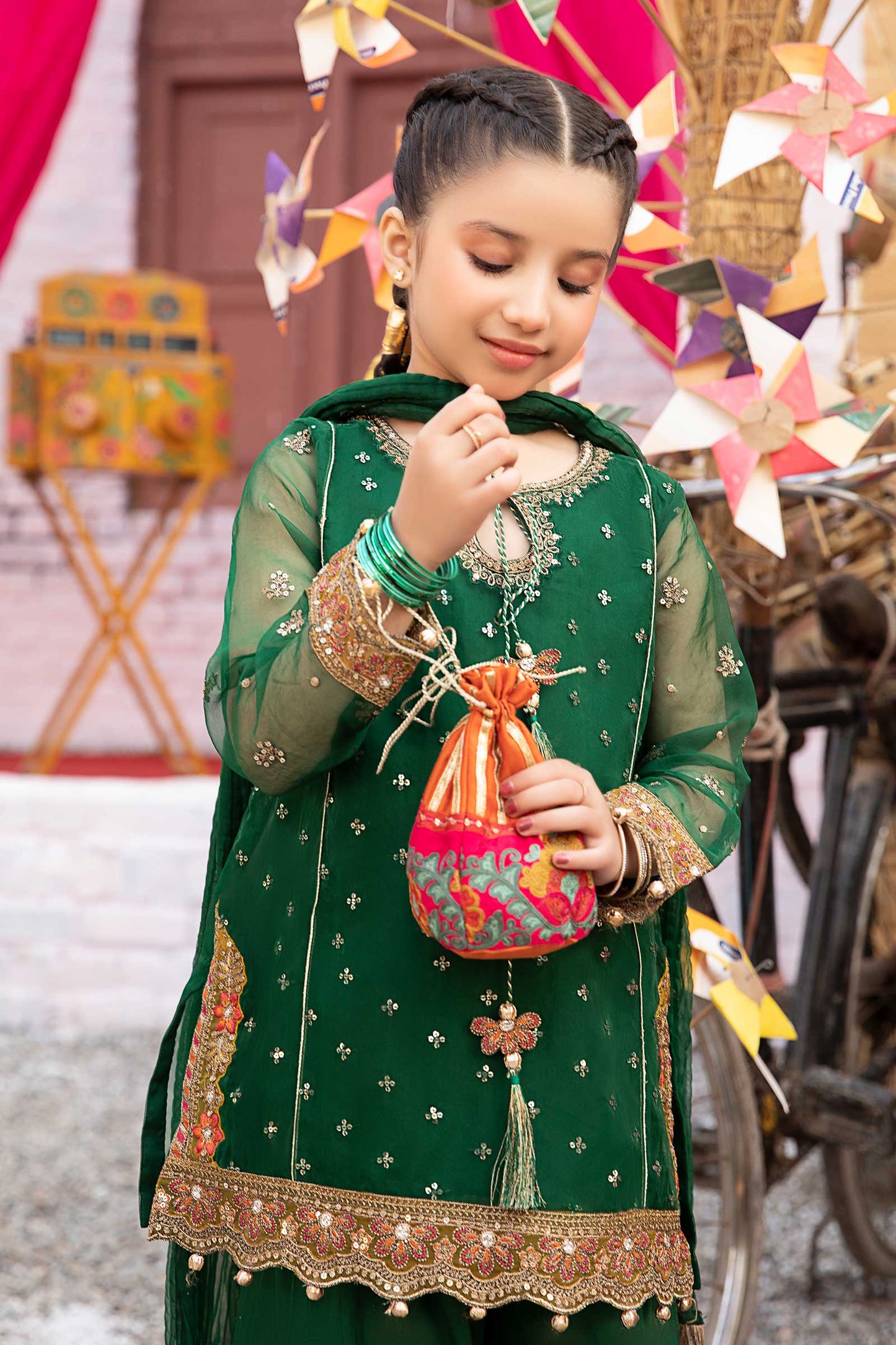 3 Piece Embroidered Organza Suit