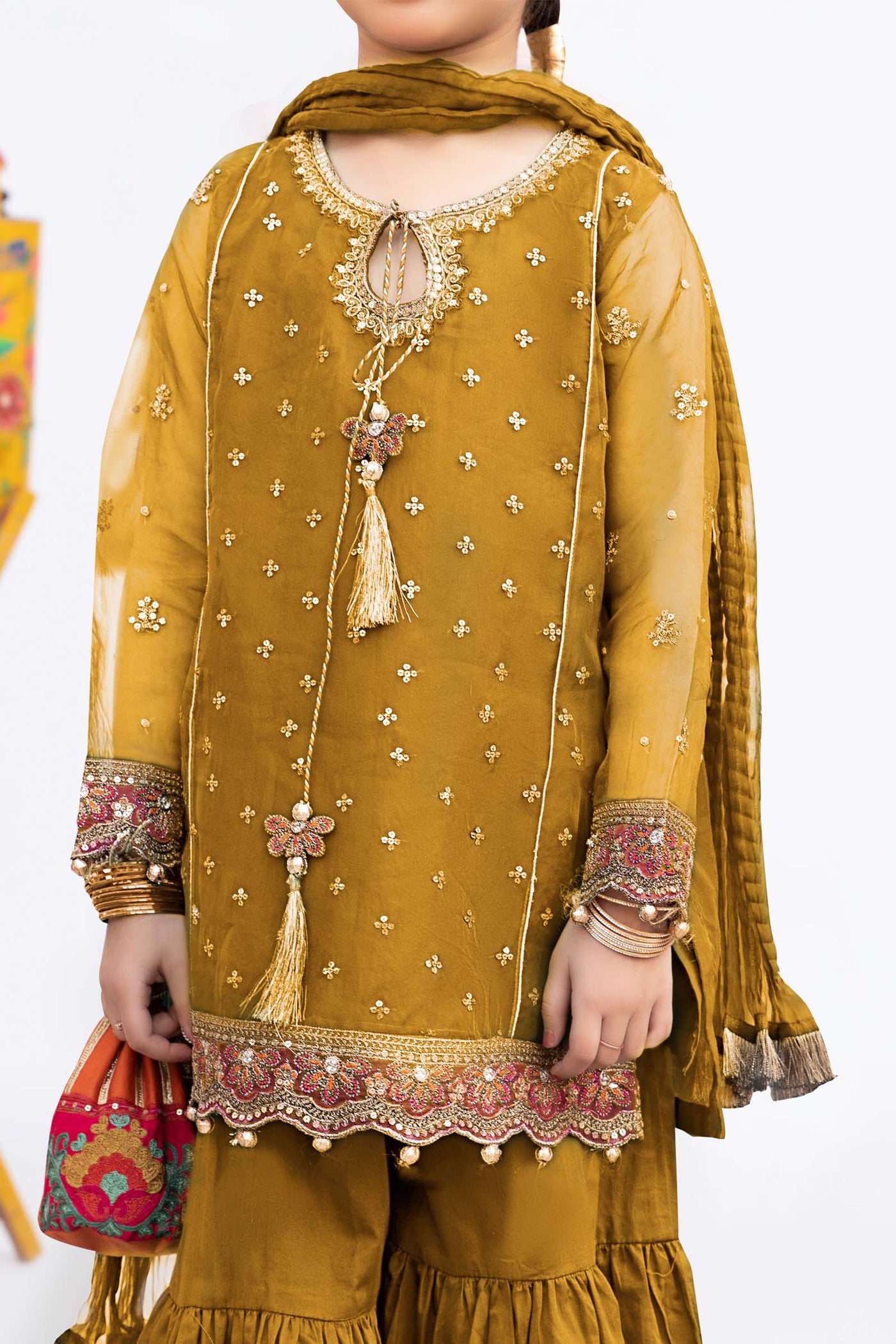 3 Piece Embroidered Organza Suit