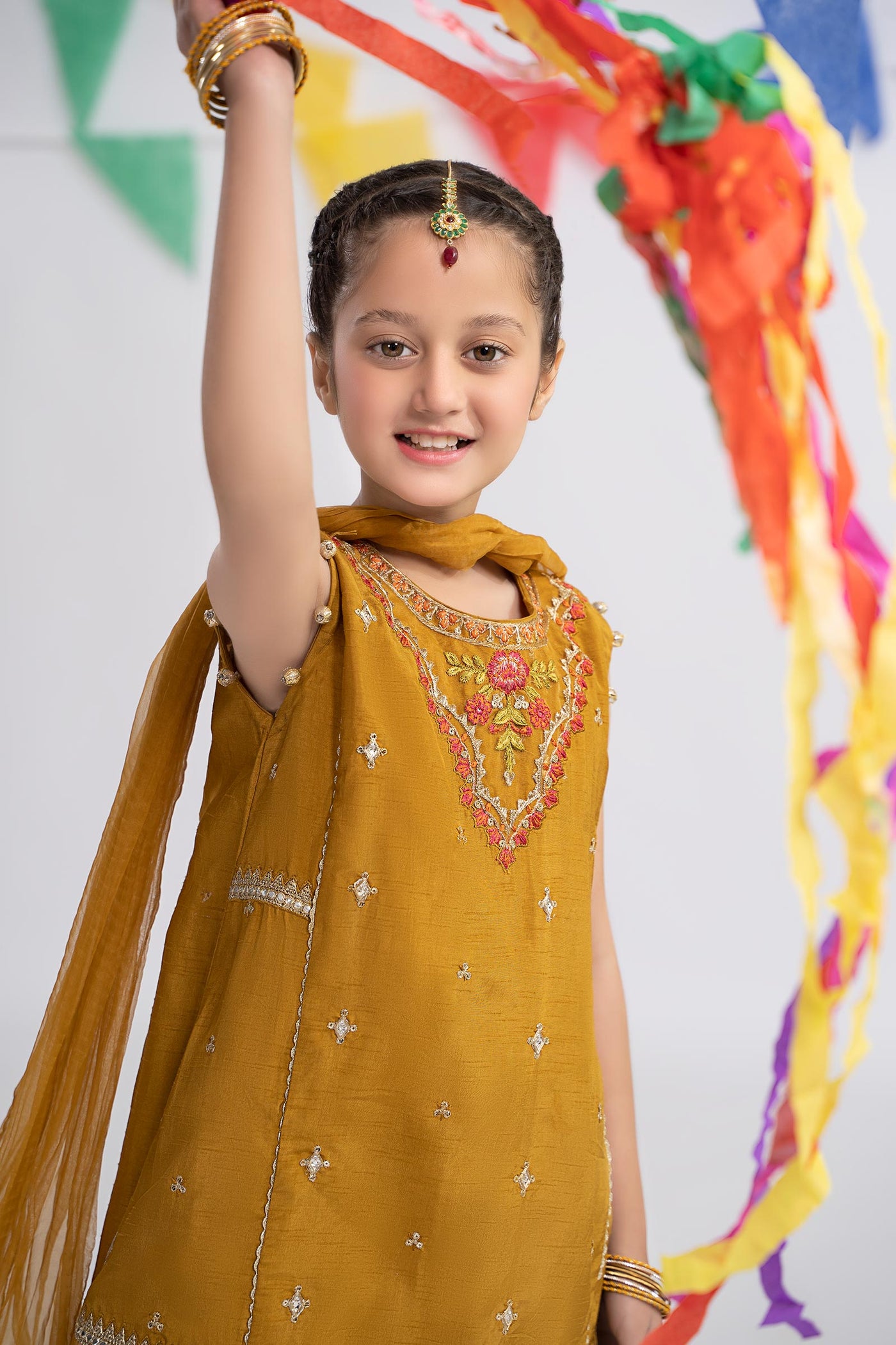 3 Piece Embroidered Raw Silk Suit