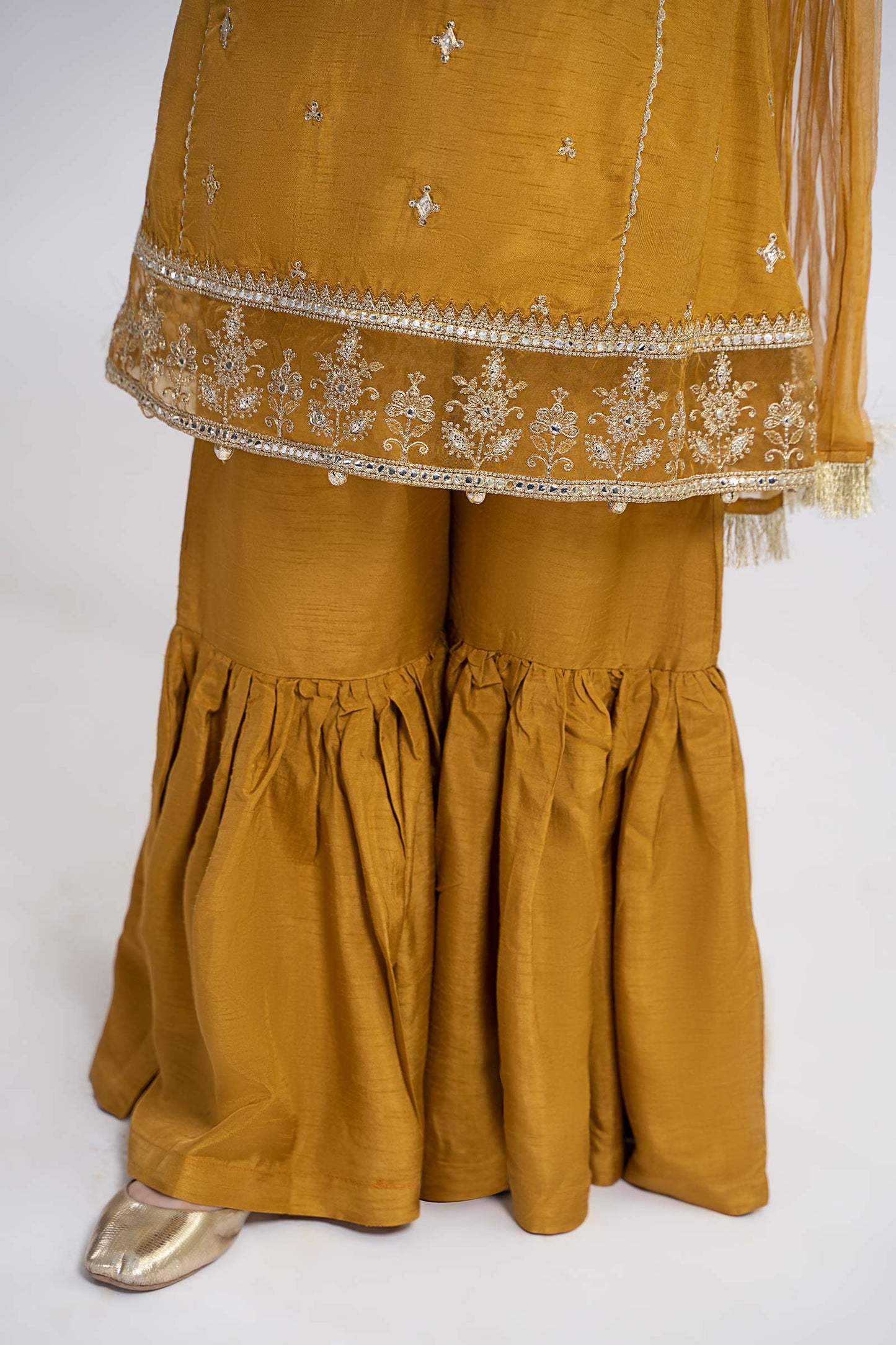 3 Piece Embroidered Raw Silk Suit