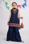 3 Piece Embroidered Raw Silk Suit