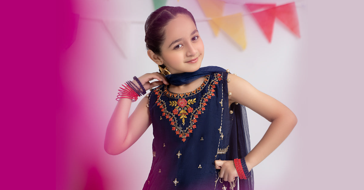 3 Piece Embroidered Raw Silk Suit