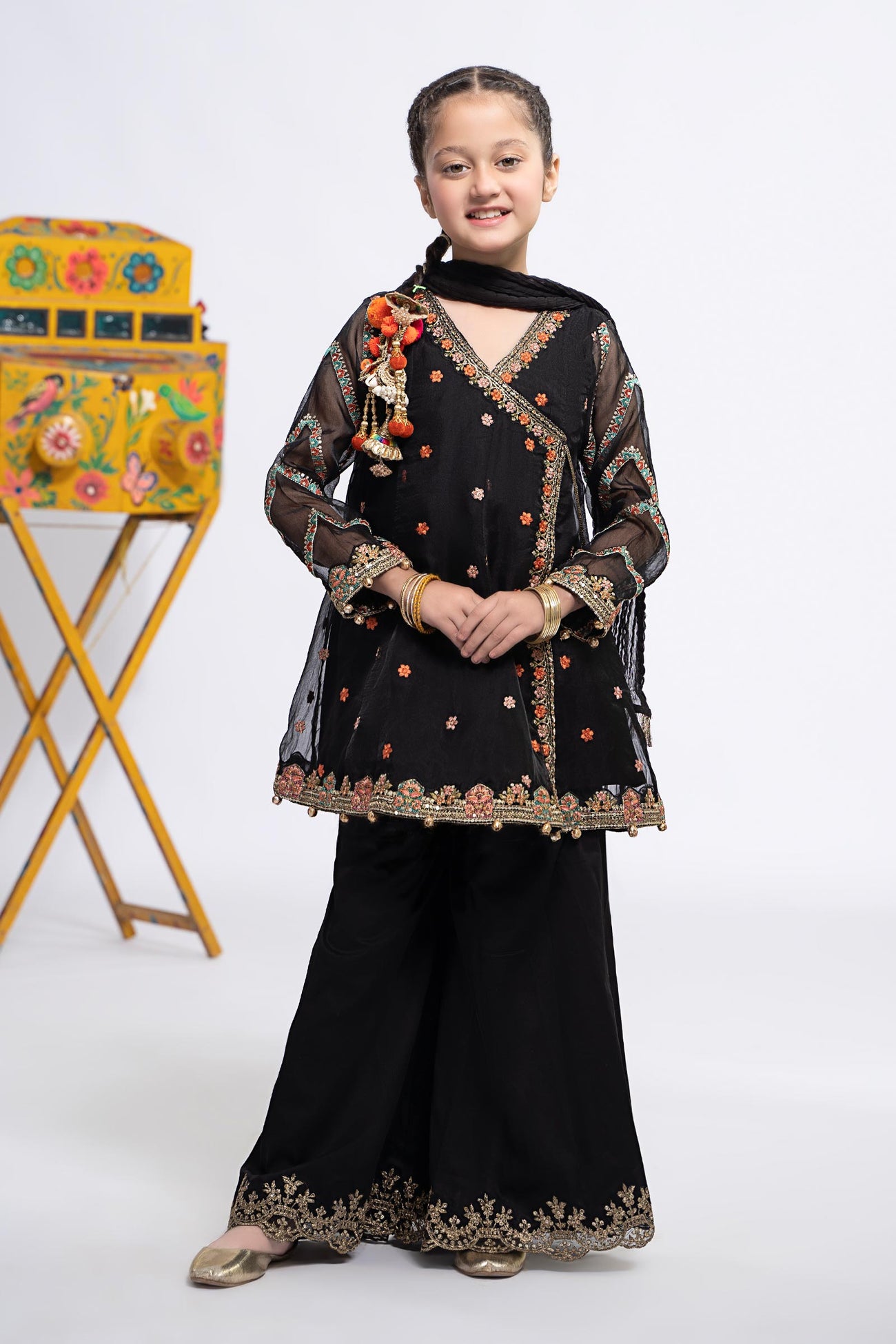 3 Piece Embroidered Organza Suit