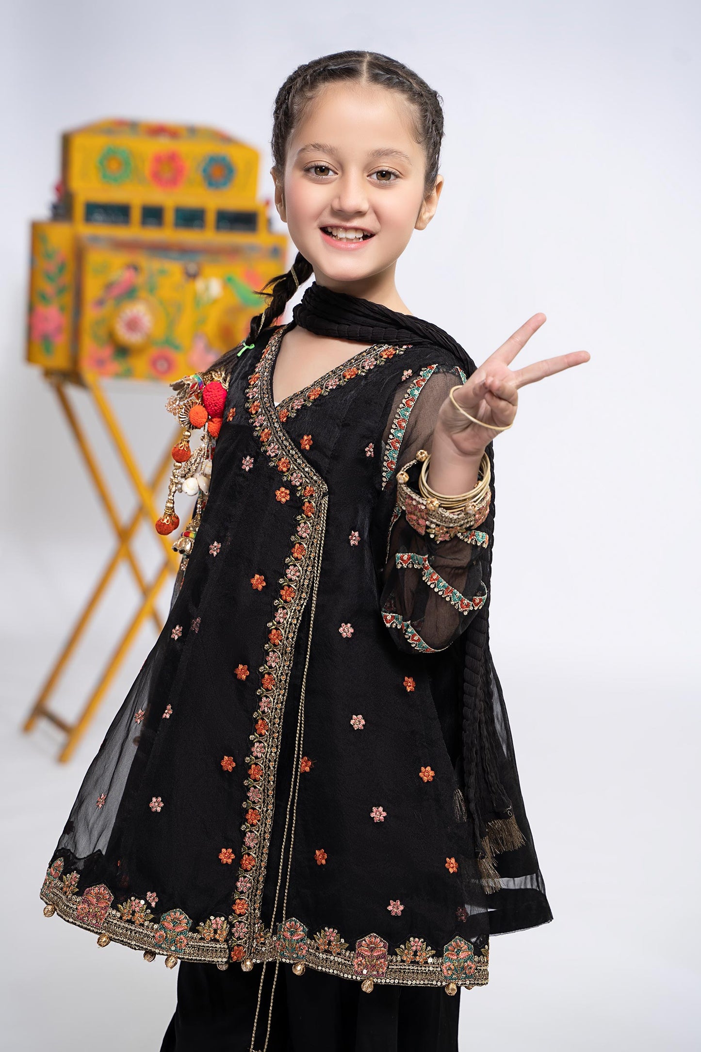 3 Piece Embroidered Organza Suit
