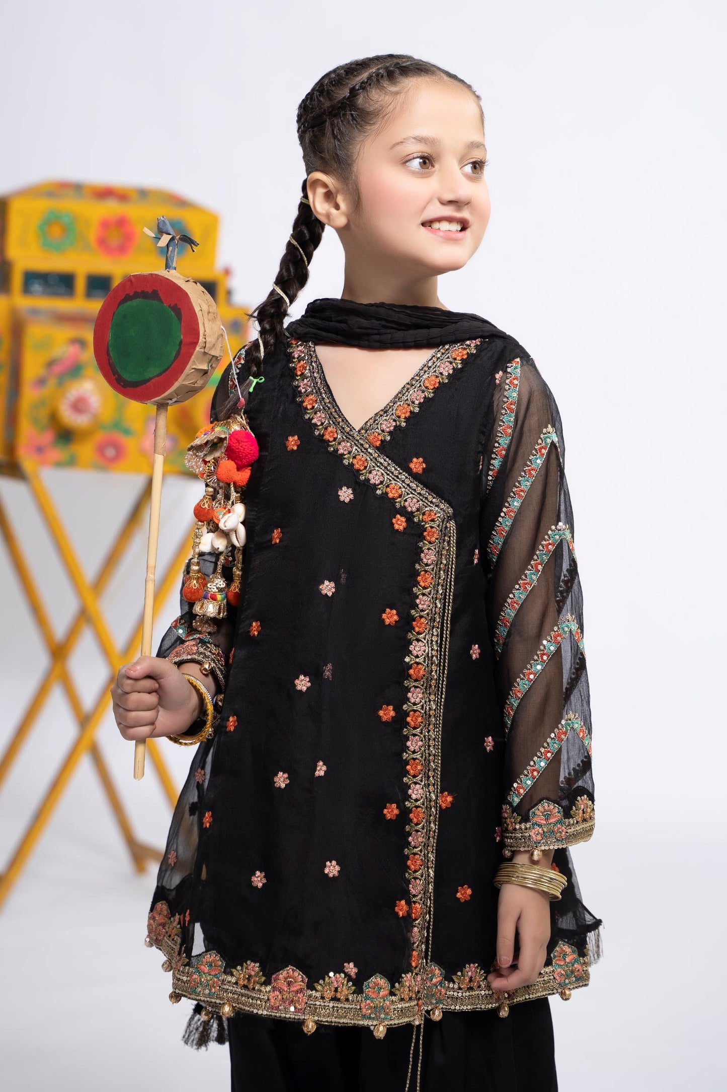 3 Piece Embroidered Organza Suit