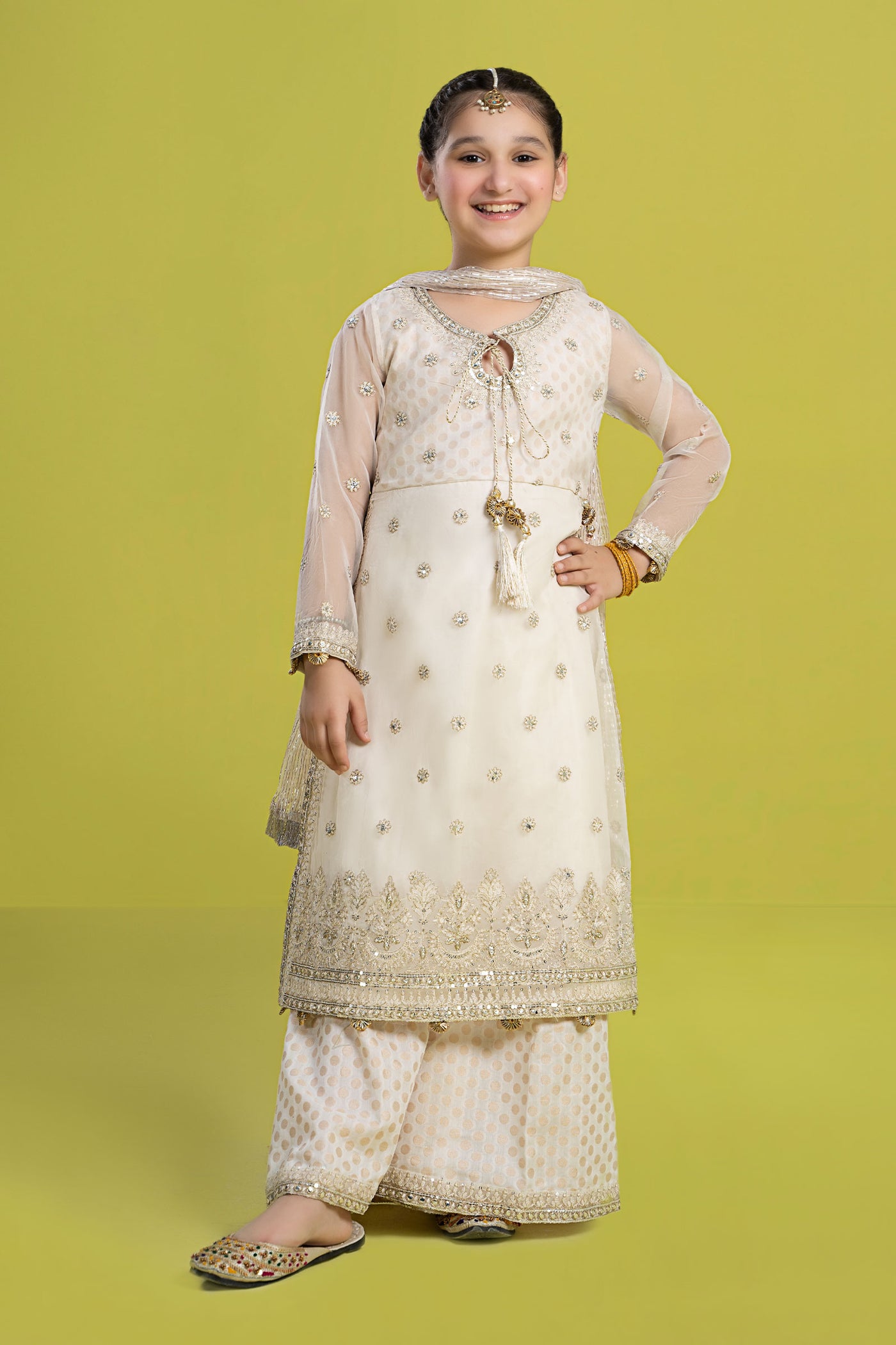 3 Piece Embroidered Organza Suit