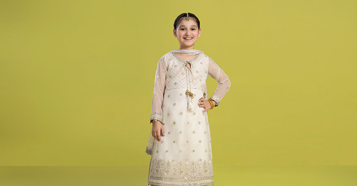 3 Piece Embroidered Organza Suit