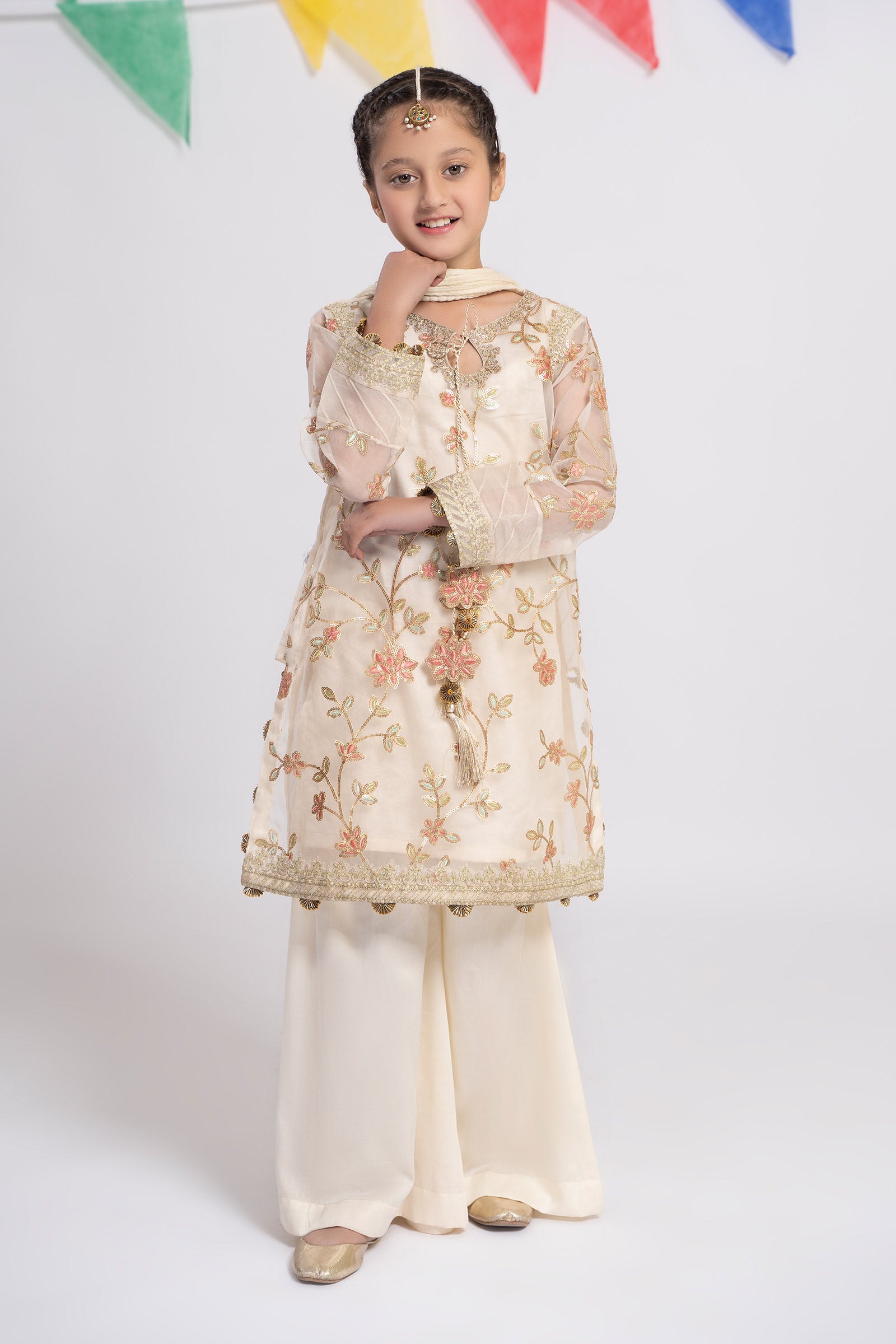 3 Piece Embroidered Organza Suit